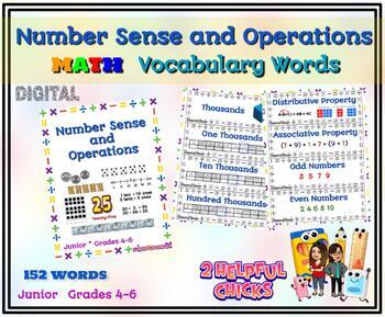 Preview of Math Vocabulary Words - Junior (grade 4-6) Number Sense and Operations