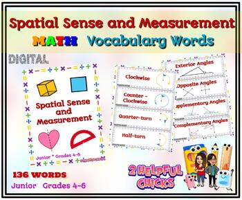 Preview of Math Vocabulary Words - Junior (grade 4-6) Spatial Sense and Measurement