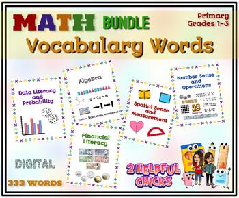 Preview of Math Vocabulary Words - Primary Grade 1-3 * Math Word Wall ALL Strands