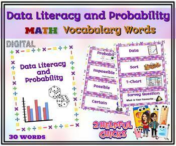 Preview of Math Vocabulary Words - Primary (grade 1-3) Data and Probability