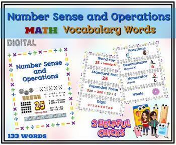Preview of Math Vocabulary Words - Primary (grade 1-3) Number Sense and Operations