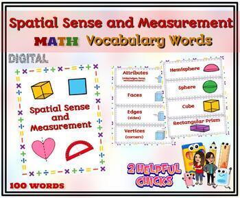 Preview of Math Vocabulary Words - Primary (grade 1-3) Spatial Sense and Measurement