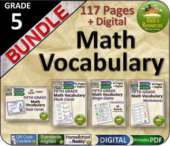 math vocabulary bundle 5th grade print and digital versions tpt