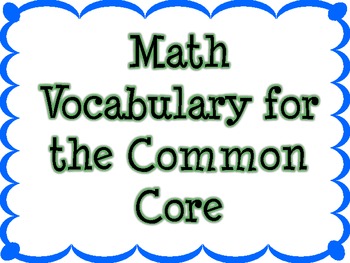 Preview of Math Vocabulary for the Common Core for Math Word Wall