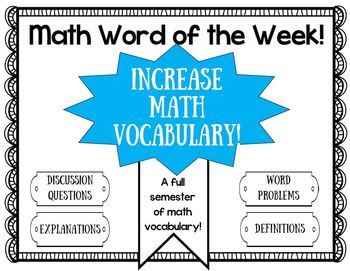 Preview of Math Vocabulary- math word of the week