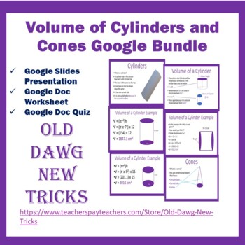 Preview of Math: Volume of Cylinders and Cones Google Bundle