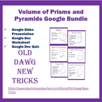 Preview of Math: Volume of Prisms and Pyramids Google Bundle