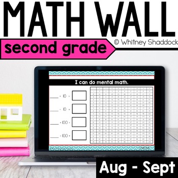 Preview of Digital Calendar Math PowerPoint for Second Grade - August and September