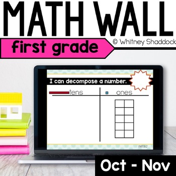 Preview of 1st Grade Calendar Math Skills Review in PowerPoint for October and November