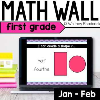 Preview of 1st Grade Calendar Math Skills Review in PowerPoint for January and February