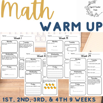 Preview of Math Warm-Up 4th, 5th, 6th, 7th, 8th Grade 36 Weeks of Morning Work