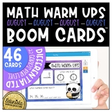 Math Warm Up August Boom Cards™ Digital Task Cards - Dista