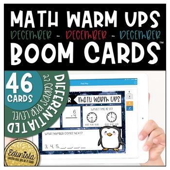 Preview of Math Warm Up December Boom Cards™ Digital Task Cards - Distance Learning