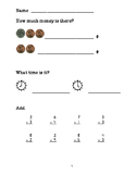 Math Warm-Up/Homework for Basic Skills