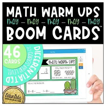 Preview of Math Warm Up May Boom Cards™ Digital Task Cards - Distance Learning