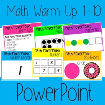Preview of Math Warm Up PowerPoint: Numbers 1-10