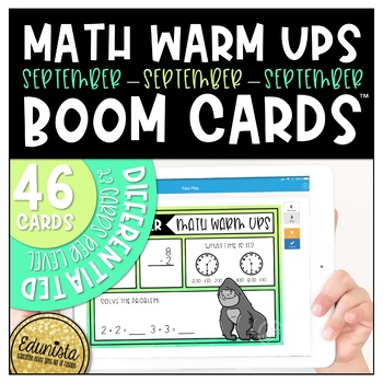 Preview of Math Warm Up September Boom Cards™ Digital Task Cards