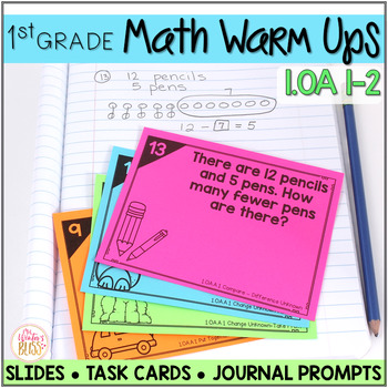 Preview of Math Task Cards • Math Warm Ups - 1.OA.A.1 and 1.OA.A.2