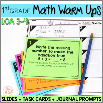 Preview of Math Task Cards • Math Warm Ups - 1.OA.B.3 and 1.OA.B.4