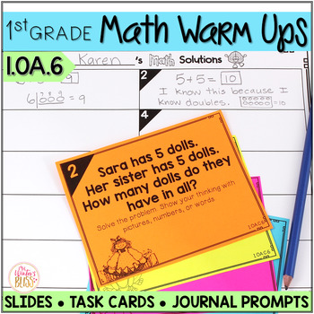 Preview of Math Task Cards • Math Warm Ups- 1.OA.C.6 | Addition & Subtraction Word Problems