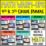 Math Warm-Ups 4th & 5th Grade - Printable + Digital Warm-U
