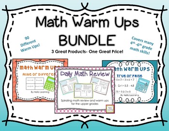 Preview of Math Warm Ups- BUNDLE- daily math practice and spiraling review