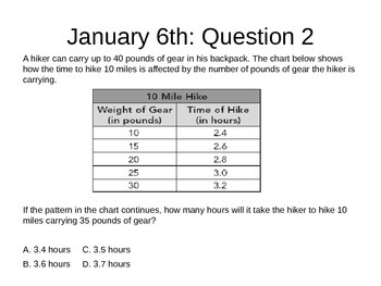 Preview of Math Warm Ups: Question of the Day / test prep for 8th grade