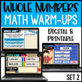 Math Warm-Ups Set 2 - Whole Numbers with Digital Activities