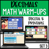 Math Warm-Ups Set 3 - Decimals with Digital Activities