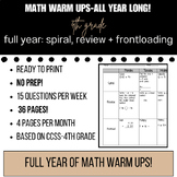 Math Warm Ups: Spiral, Review, Frontloading -FULL YEAR! 36