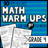 4th Grade Math Warm Ups - 1st Six Weeks - TEKS based