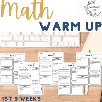 Preview of Math Warm-Up 4th, 5th, 6th, 7th, and 8th Grade First 9 Weeks