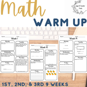 Preview of Math Warm-Up 4th, 5th, 6th, 7th, 8th Grade 1st-3rd 9 Weeks Morning Work