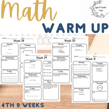 Preview of Math Warm-Up 4th, 5th, 6th, 7th, 8th Grade Fourth 9 Weeks Morning Work