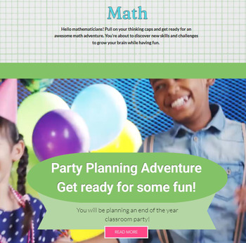 Preview of Math WebQuest Party Planning Adventure