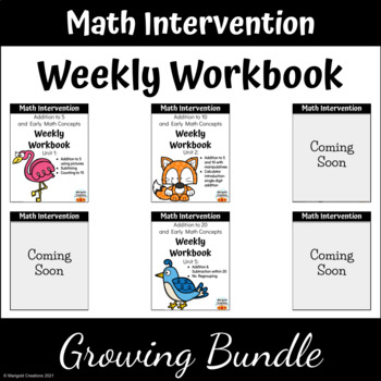 Preview of Math Weekly Workbook for SPED, RTI and Math Intervention- BUNDLE