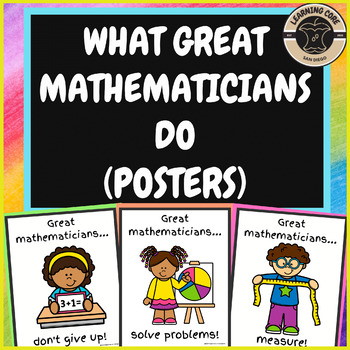 Preview of Math - What Great Mathematicians Do Posters PreK, Kindergarten, First, TK, UTK