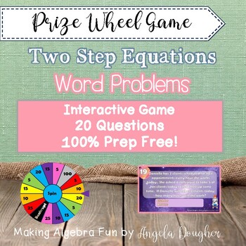 Preview of Math Wheel Game Topic Algebra:  Two Step Equations Word problems