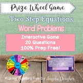 Math Wheel Game Topic Algebra:  Two Step Equations Word problems