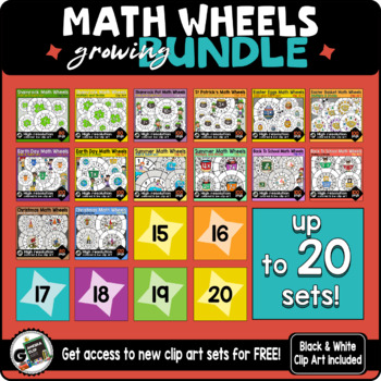 Preview of Math Wheels Seasonal Themed UP TO 20 Clip Art Sets GROWING BUNDLE