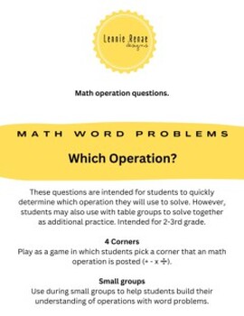 Preview of Math: Which Operation?