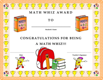 math certificate templates for kids