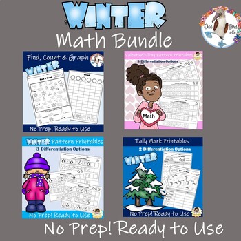 Preview of Math Winter Bundle for Preschool and 1st Grade- Perfect for January & February