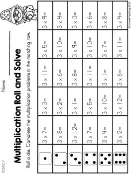 multiplication worksheets for 3 times tables