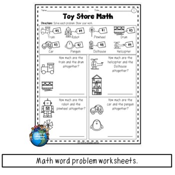 math word problem activities toy shop by a world of language learners