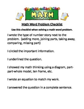 checklist for solving math word problems