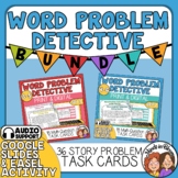 Word Problems Detective Task Cards BUNDLE - Math Story Pro