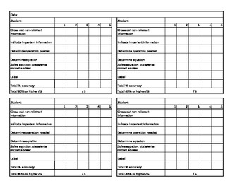 Preview of Math Word Problem Grade Sheet