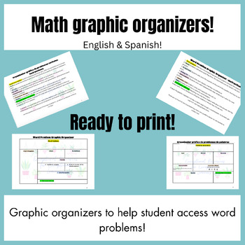 Preview of Math Word Problem Graphic Organizers (In Spanish too)!