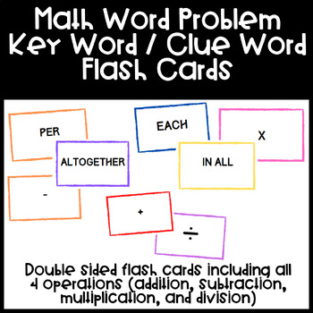 Preview of Math Word Problem Key / Clue Words | Flash Cards